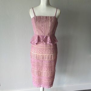 Champagne and strawberry lace dress